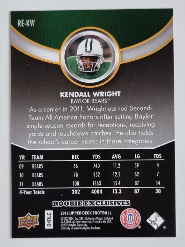 2012 Upper Deck Rookie Exclusives #REKW Kendall Wright – Image 2