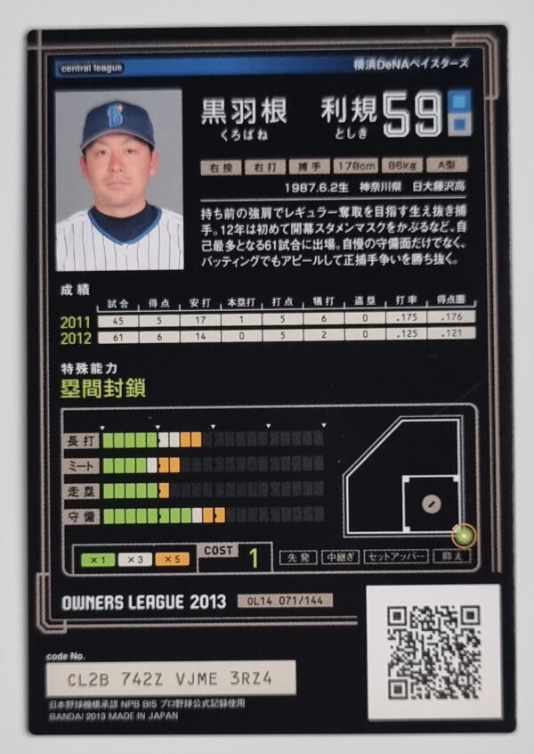 2013 Bandai Owners League 02 #071 Toshiki Kurobane – Image 2
