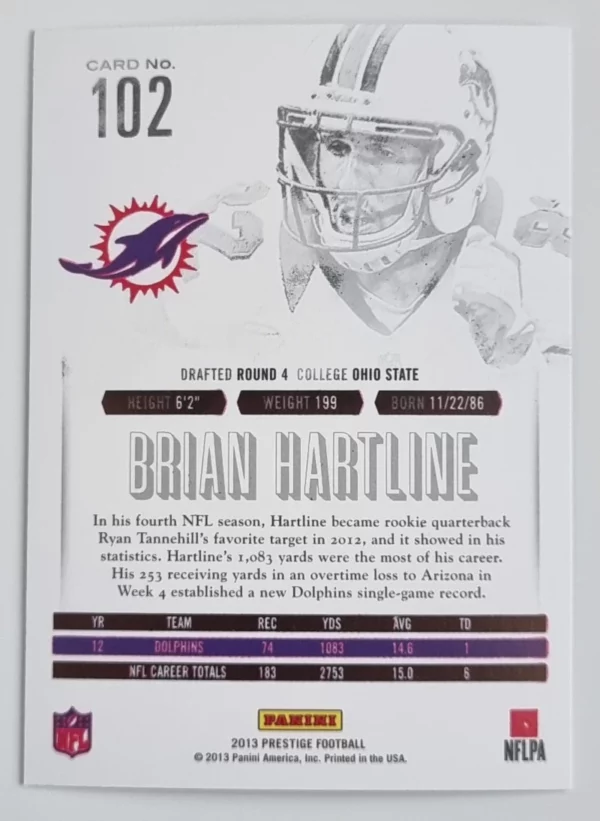 2013 Prestige #102 Brian Hartline – Image 2