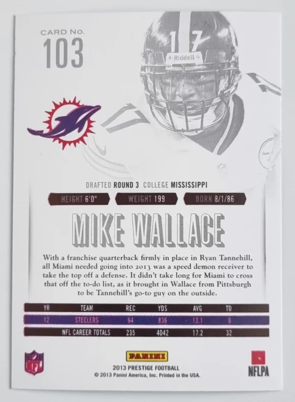 2013 Prestige #103 Mike Wallace – Image 2