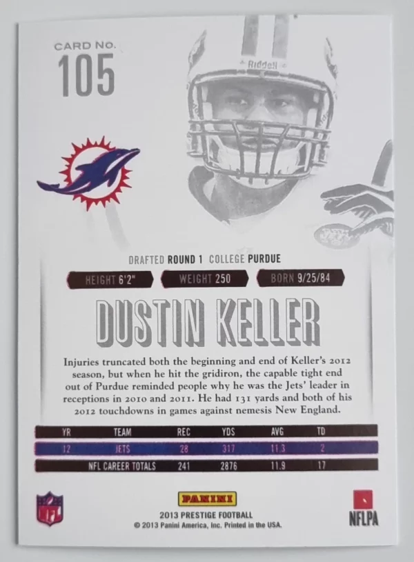 2013 Prestige #105 Dustin Keller – Image 2