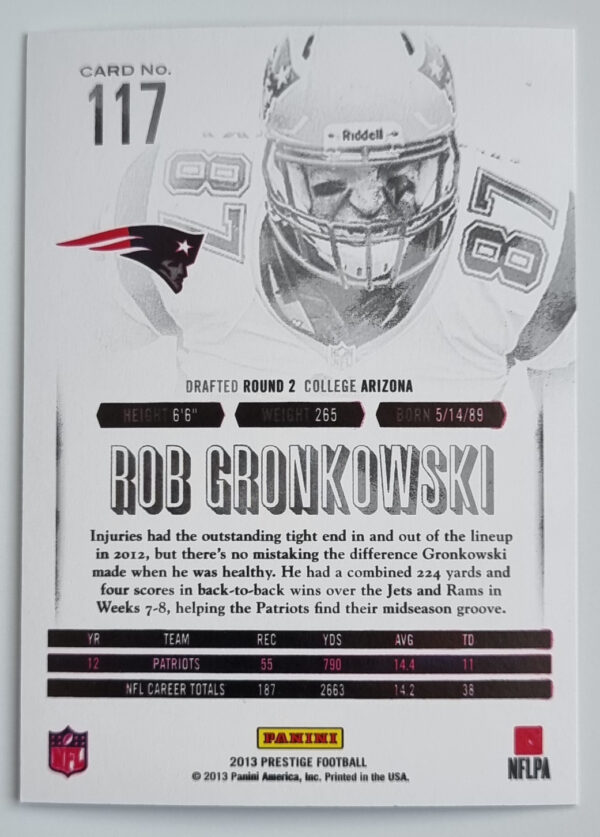 2013 Prestige #117 Rob Gronkowski – Image 2