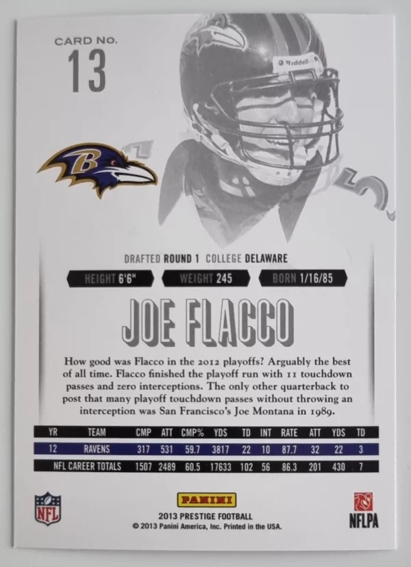 2013 Prestige #13 Joe Flacco – Image 2