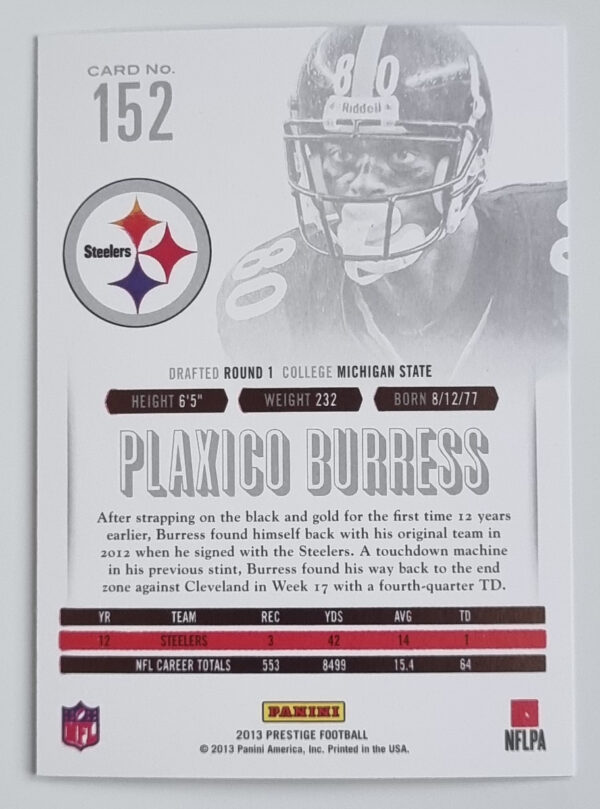 2013 Prestige #152 Plaxico Burress – Image 2