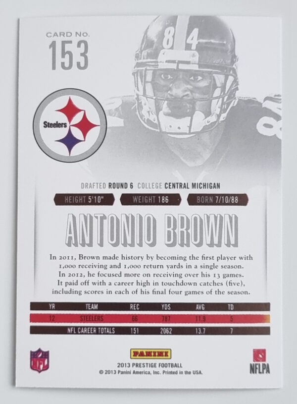 2013 Prestige #153 Antonio Brown – Image 2