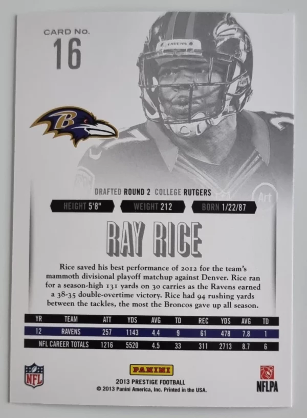 2013 Prestige #16 Ray Rice – Image 2