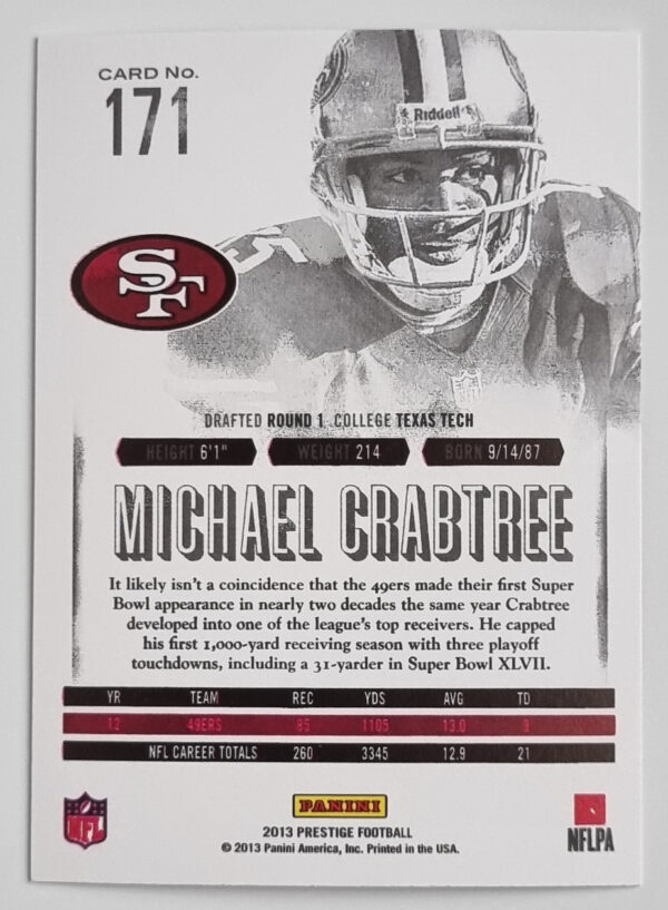 2013 Prestige #171 Michael Crabtree – Image 2