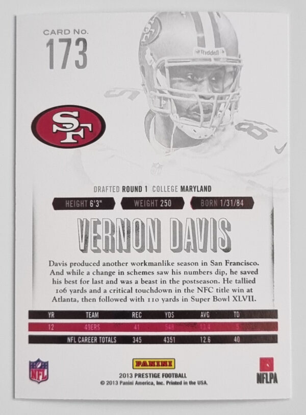 2013 Prestige #173 Vernon Davis – Image 2
