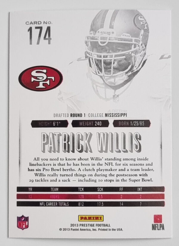 2013 Prestige #174 Patrick Willis – Image 2
