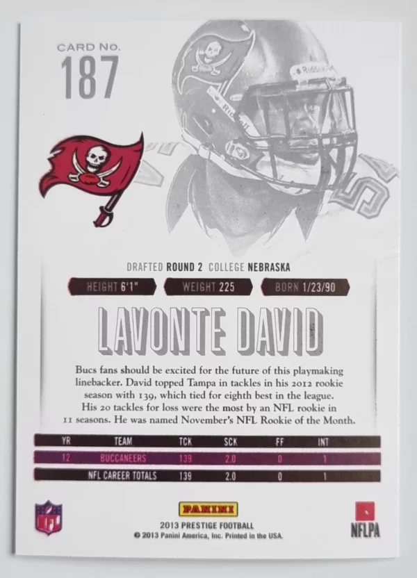 2013 Prestige #187 Lavonte David – Image 2
