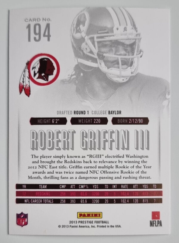 2013 Prestige #194 Robert Griffin III – Image 2