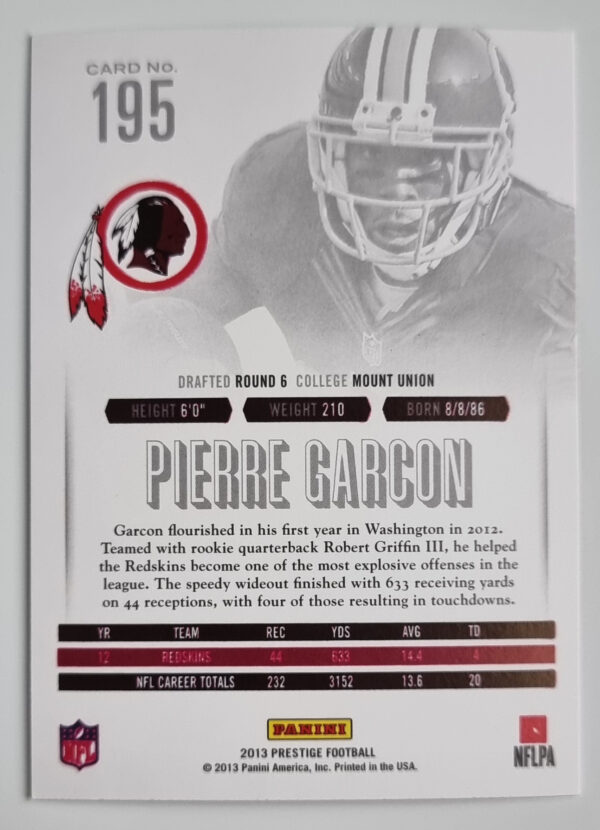 2013 Prestige #195 Pierre Garcon – Image 2