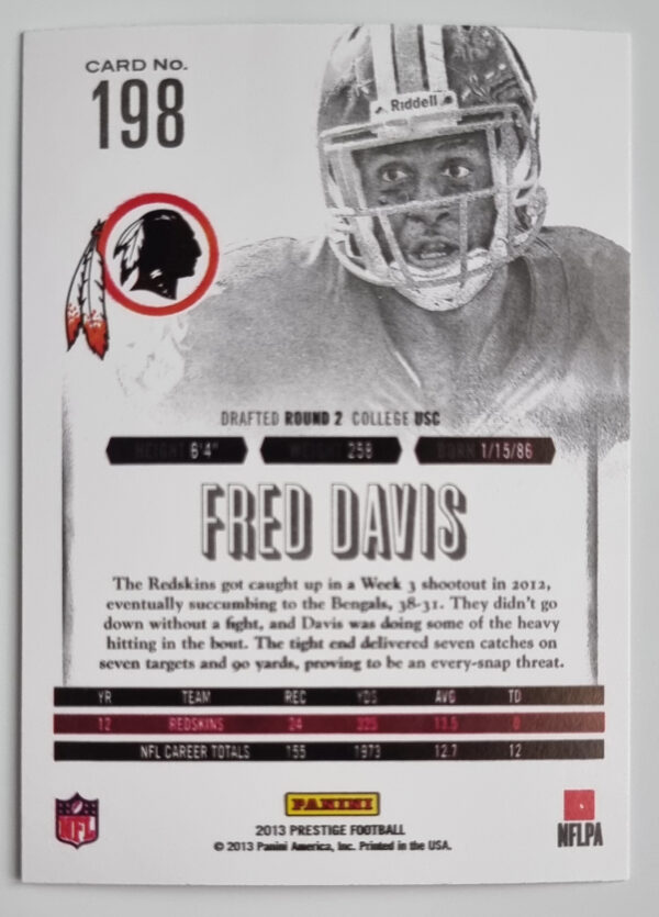 2013 Prestige #198 Fred Davis – Image 2