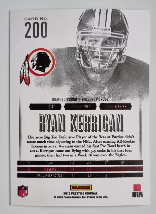 2013 Prestige #200 Ryan Kerrigan – Image 2