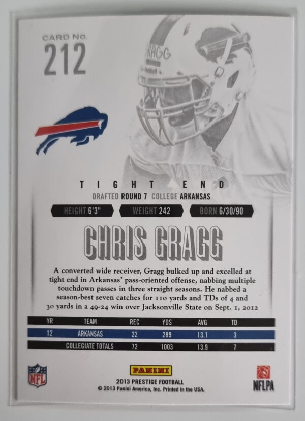 2013 Prestige #212 Chris Gragg RC – Image 2