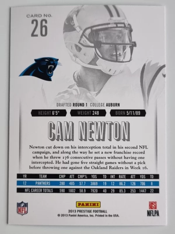 2013 Prestige #26 Cam Newton – Image 2