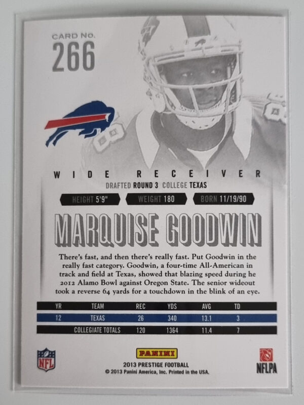 2013 Prestige #266 Marquise Goodwin RC – Image 2