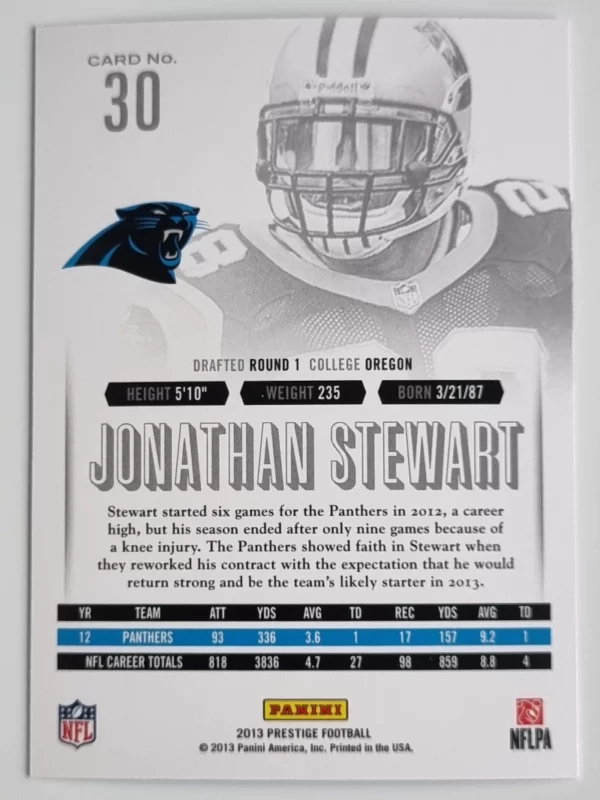 2013 Prestige #30 Jonathan Stewart – Image 2