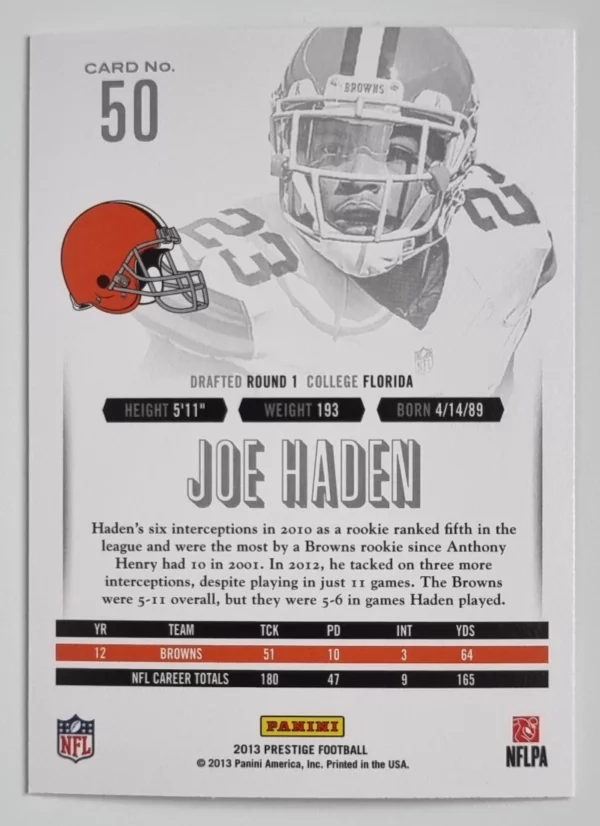 2013 Prestige #50 Joe Haden – Image 2