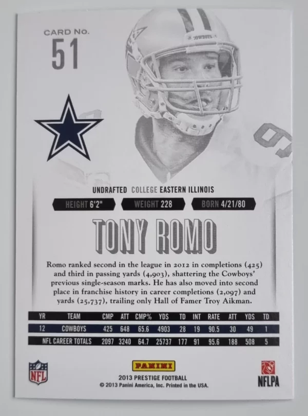 2013 Prestige #51 Tony Romo – Image 2