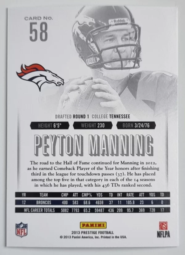 2013 Prestige #58 Peyton Manning – Image 2