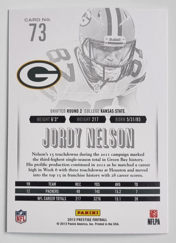 2013 Prestige #73 Jordy Nelson – Image 2