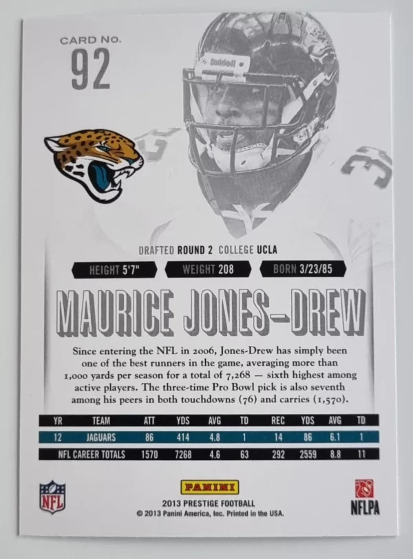 2013 Prestige #92 Maurice Jones-Drew – Image 2