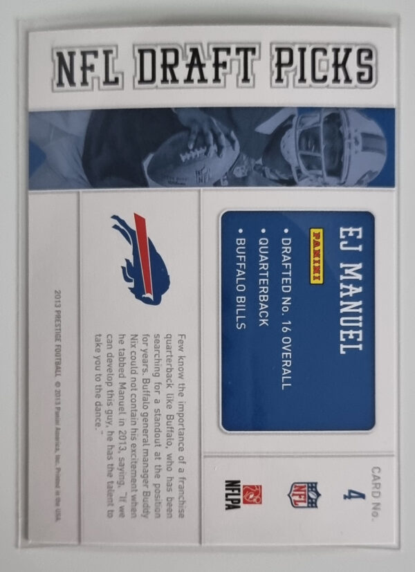 2013 Prestige Draft Picks Gold #4 EJ Manuel – Image 2