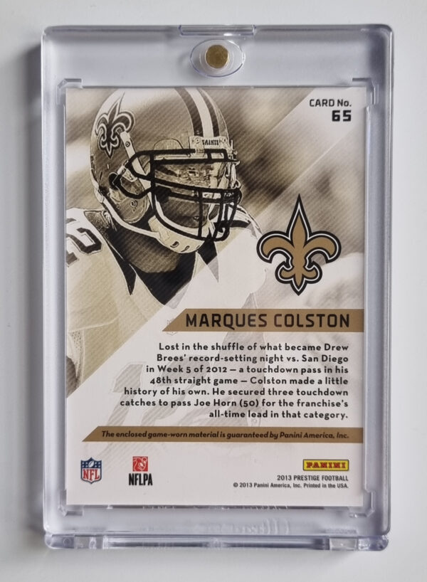 2013 Prestige Gamers Materials #65 Marques Colston – Image 2