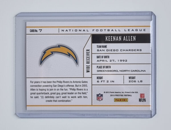 2013 Prestige NFL Draft Tickets #7 Keenan Allen – Image 2