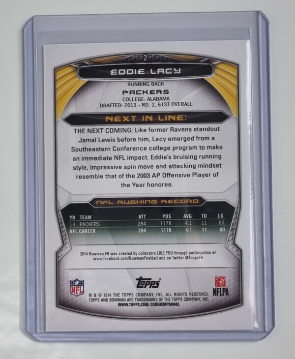 2014 Bowman Purple #V2 Eddie Lacy – Image 2