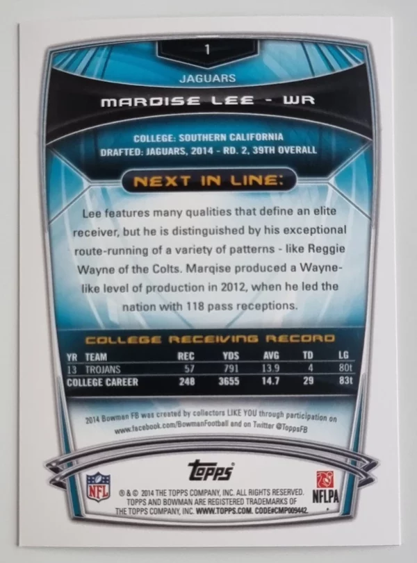 2014 Bowman #R1 Marqise Lee RC – Image 2