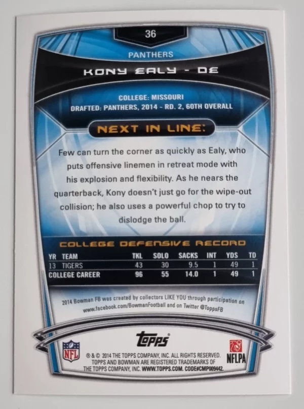 2014 Bowman #R36 Kony Ealy RC – Image 2