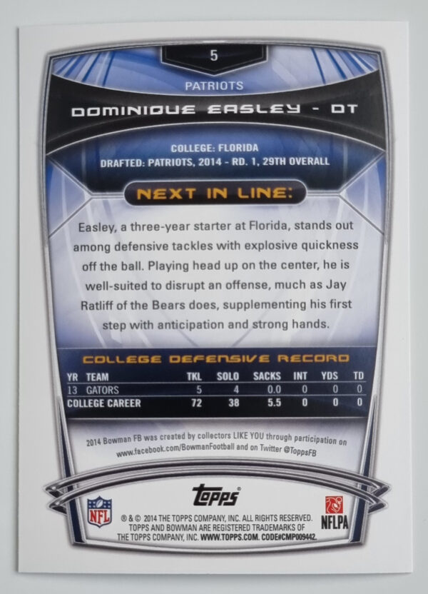 2014 Bowman #R5 Dominique Easley RC – Image 2