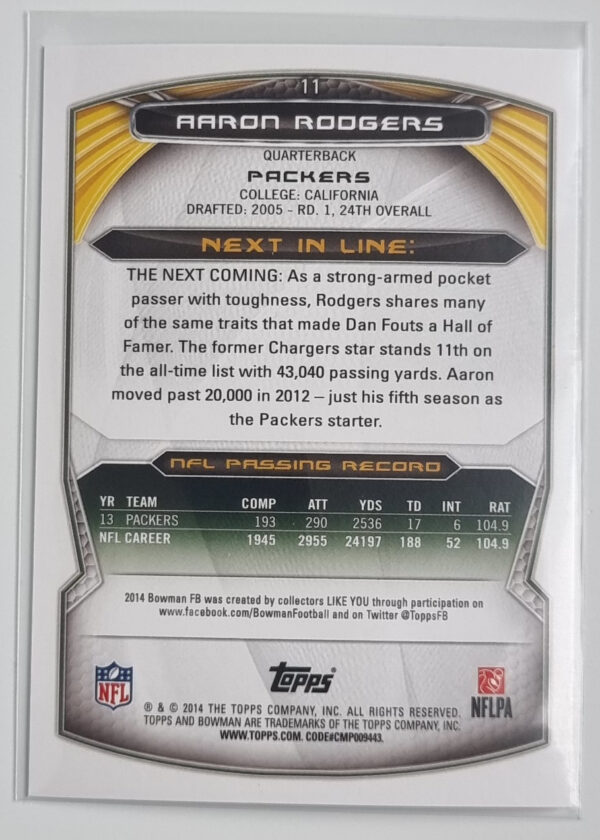 2014 Bowman #V11 Aaron Rodgers – Image 2