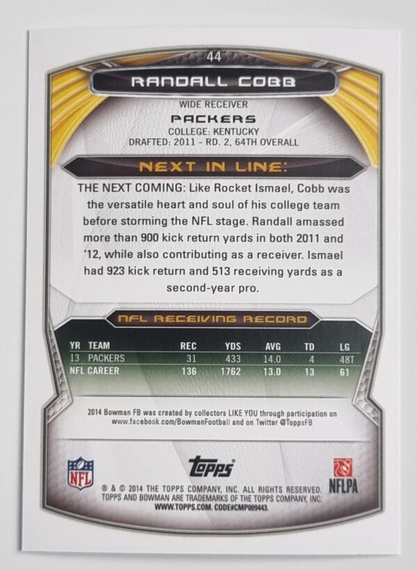 2014 Bowman #V44 Randall Cobb – Image 2