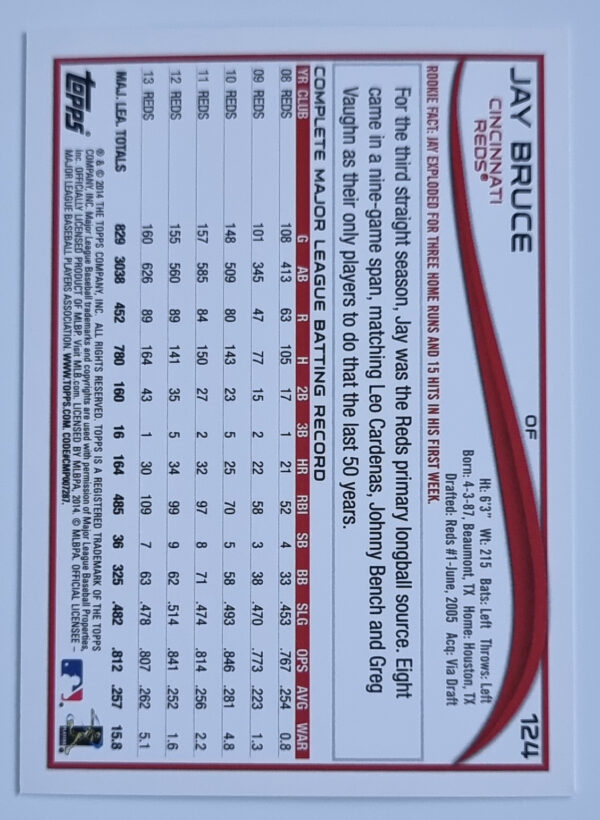 2014 Topps #124A Jay Bruce – Image 2