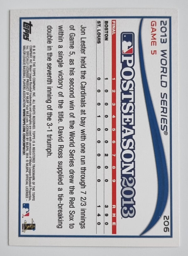 2014 Topps #206 Jon Lester WS – Image 2