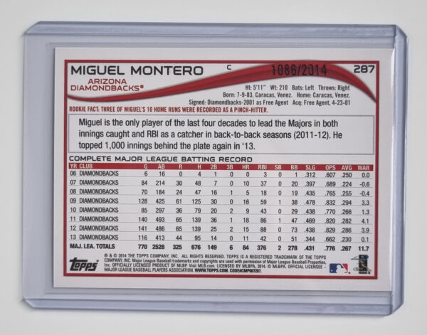 2014 Topps Gold #287 Miguel Montero – Image 2