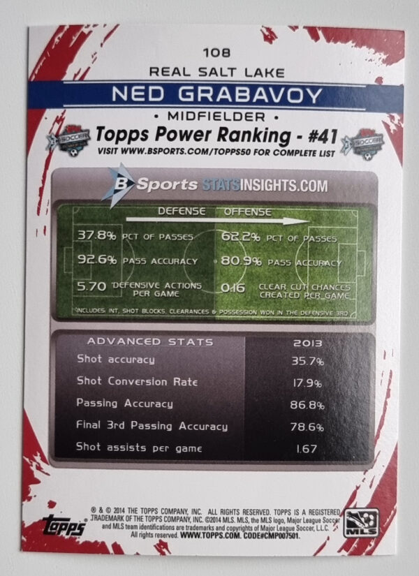 2014 Topps MLS #108 Ned Grabavoy – Image 2
