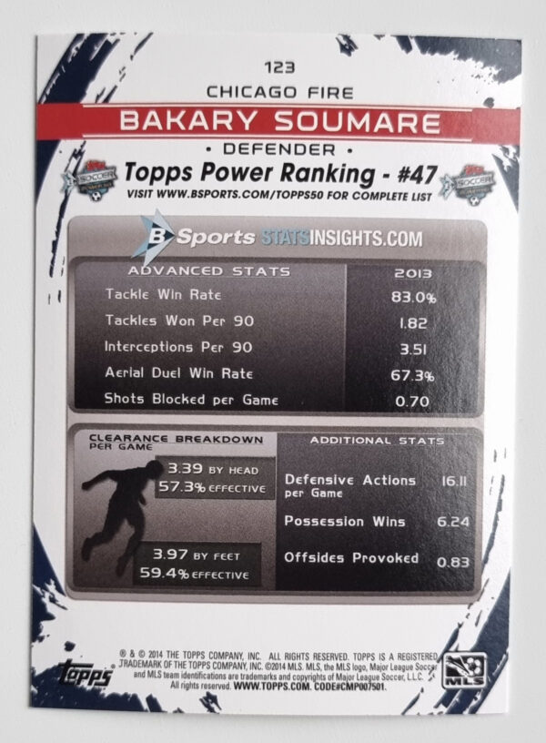 2014 Topps MLS #123 Bakary Soumare – Image 2