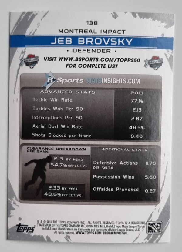 2014 Topps MLS #138 Jeb Brovsky – Image 2