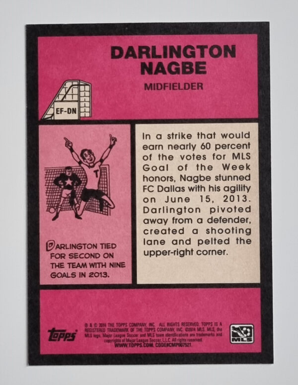 2014 Topps MLS 1976-77 English Footballers #EFDN Darlington Nagbe – Image 2