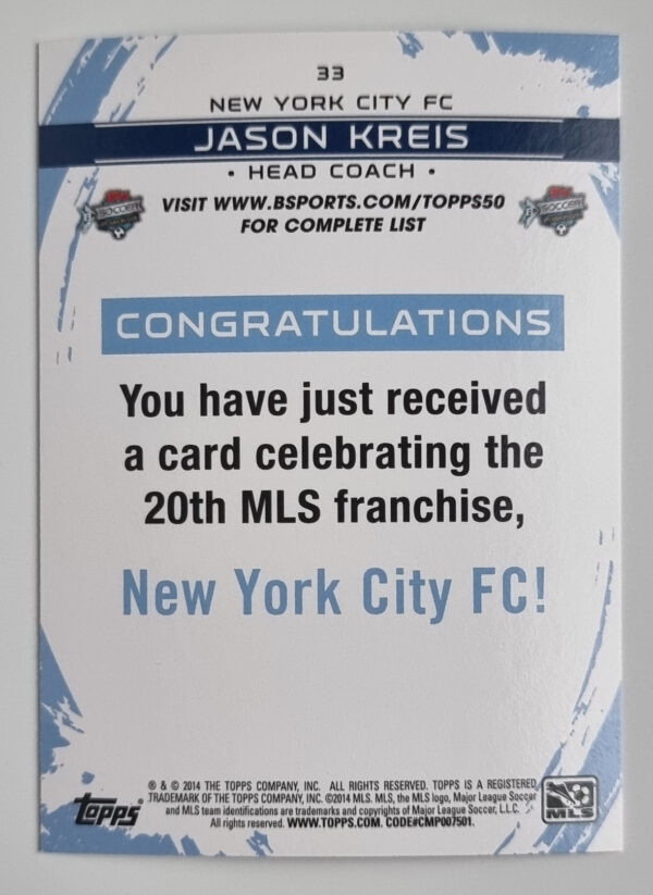 2014 Topps MLS #33 Jason Kreis – Image 2