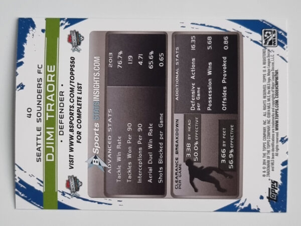 2014 Topps MLS #40 Djimi Traore – Image 2
