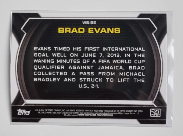 2014 Topps MLS Worlds Stage #WSBE Brad Evans – Image 2