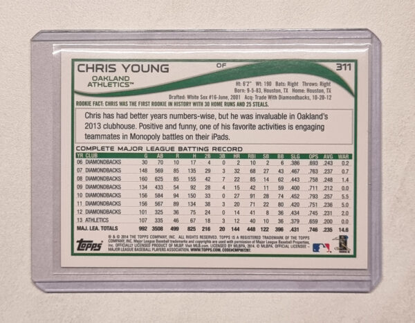 2014 Topps Red Foil #311 Chris Young – Image 2