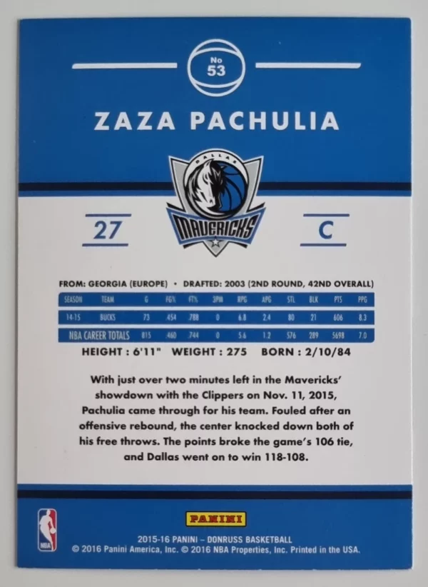 2015-16 Donruss #53 Zaza Pachulia – Image 2