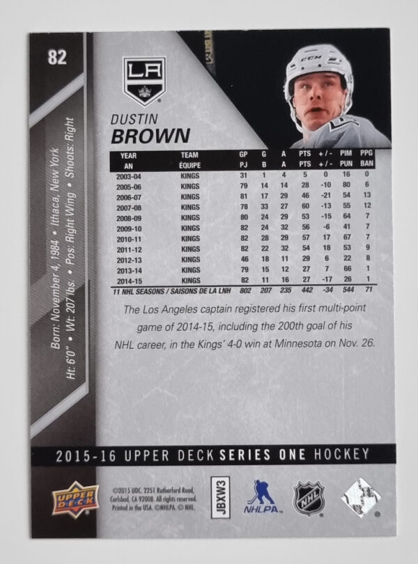 2015-16 Upper Deck #82 Dustin Brown – Image 2