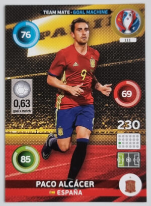 2016 Adrenalyn XL UEFA Euro France #111 Paco Alcacer/Goal Machine